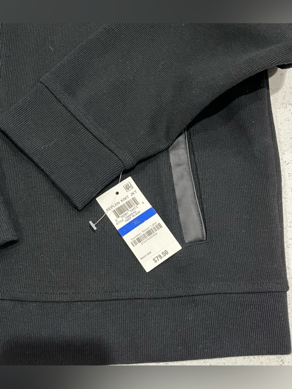 INC Men’s Fire Knit Moto Jacket-Deep Black-Size XL New with Tags - Picture 4 of 5